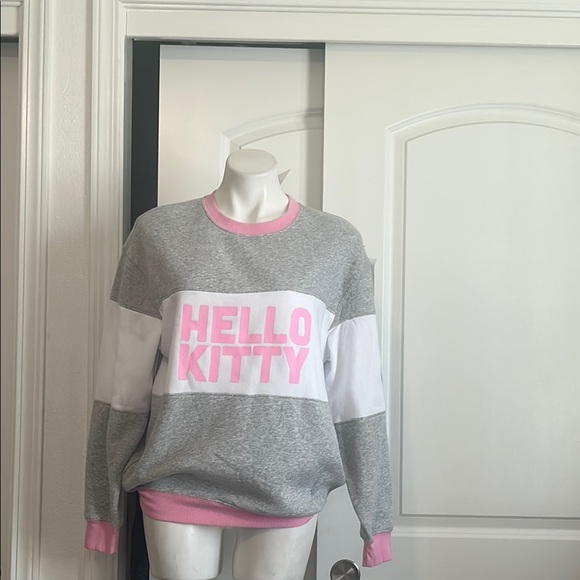 Hello Kitty Sweaters - Hello Kitty Pink and Gray Crew Neck Sweater